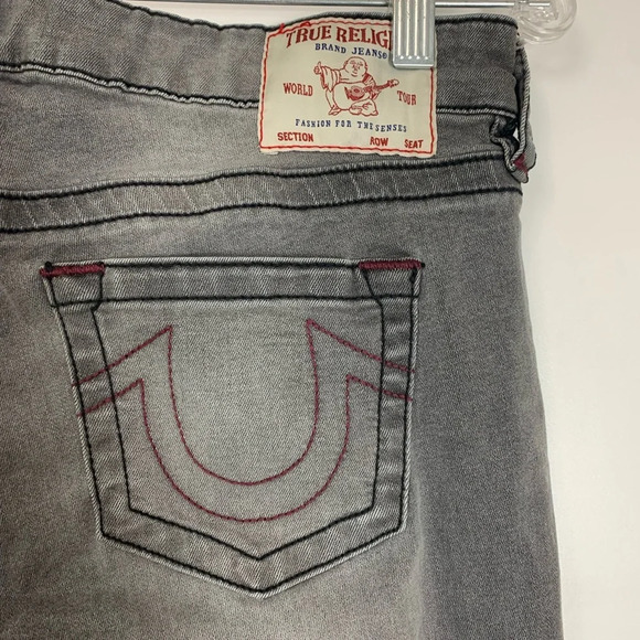 True Religion Jennie Curvy Jeans Women's 28 Gray  Denim Mid Rise Skinny Raw Hem - Picture 9 of 15